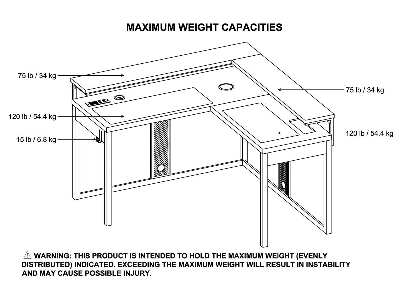 Kids Falkor Gray L-shaped Gaming Desk - Thumbnail - Image 16