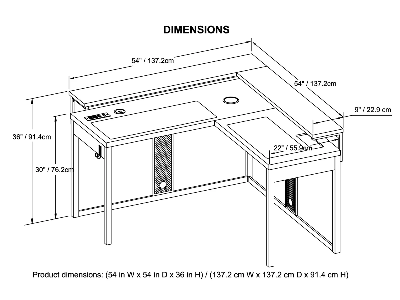 Kids Falkor Gray L-shaped Gaming Desk - Thumbnail - Image 17