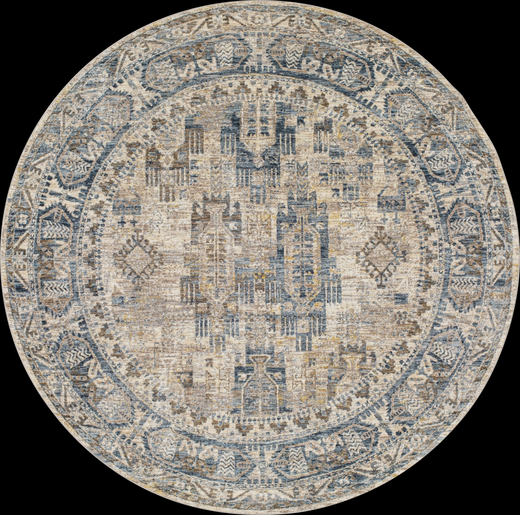 Falworth Blue 7'10 Round Rug - Thumbnail - Image 1