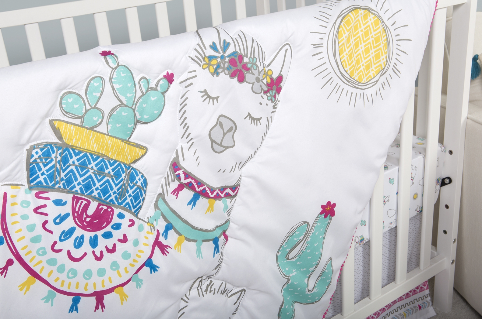 Fancy Llama White 4 Pc Baby Bedding Set - Thumbnail - Image 11