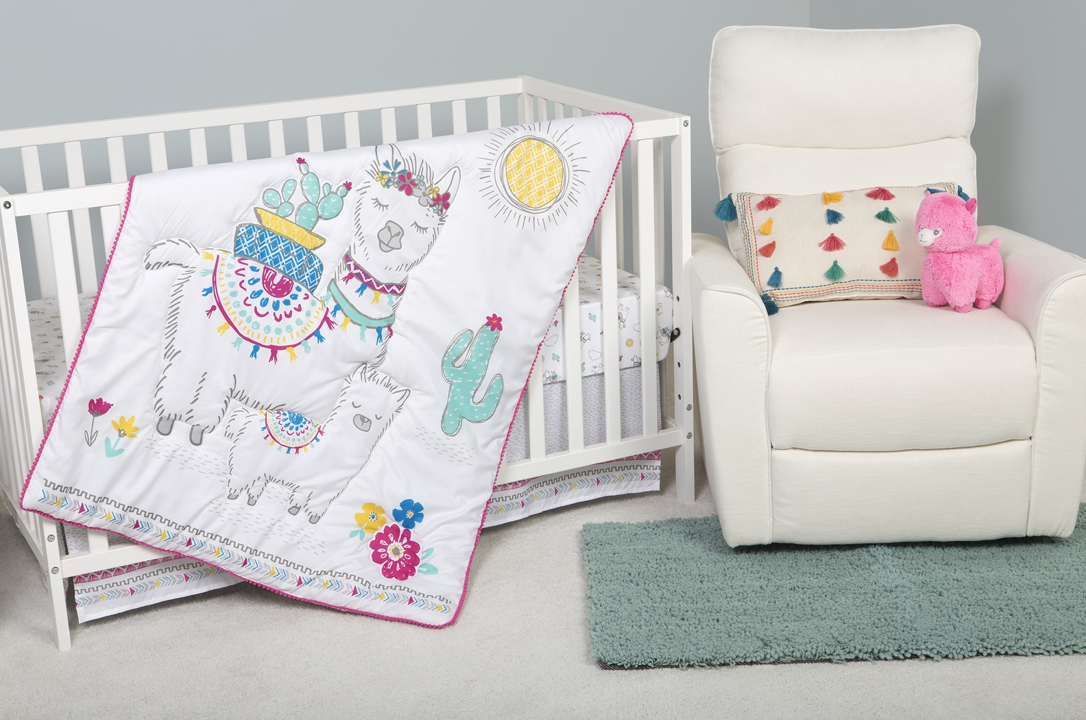 Fancy Llama White 4 Pc Baby Bedding Set - Thumbnail - Image 12