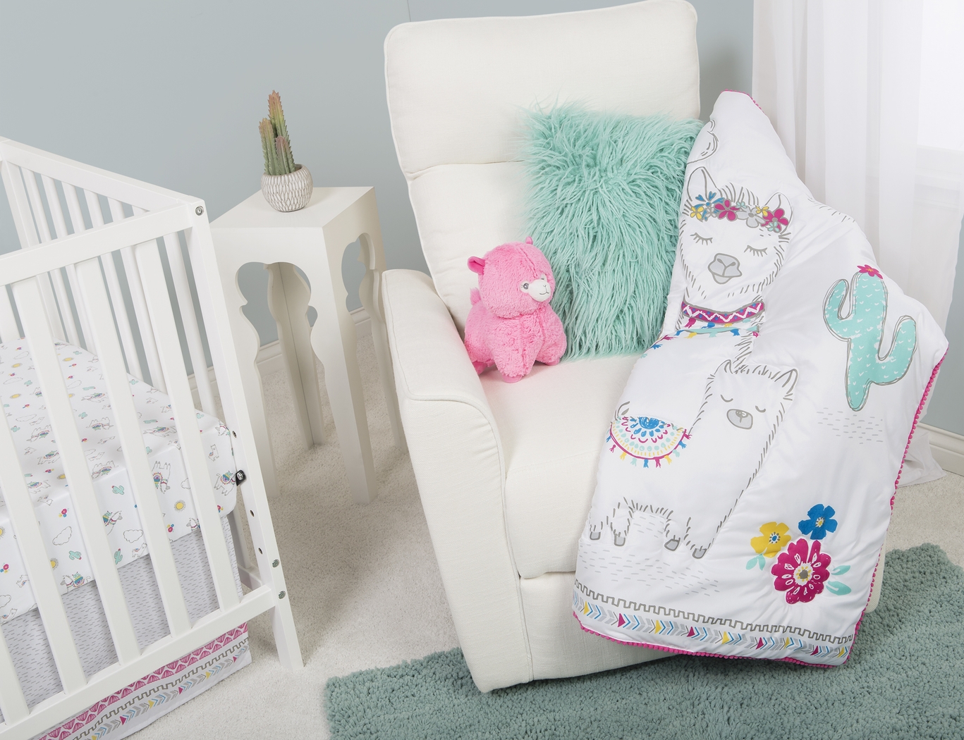 Fancy Llama White 4 Pc Baby Bedding Set - Thumbnail - Image 14