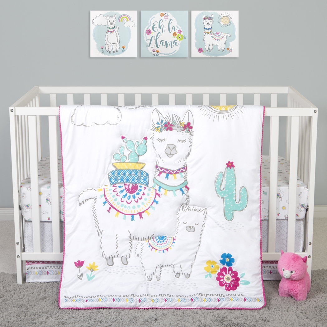 Fancy Llama White 4 Pc Baby Bedding Set - Thumbnail - Image 1