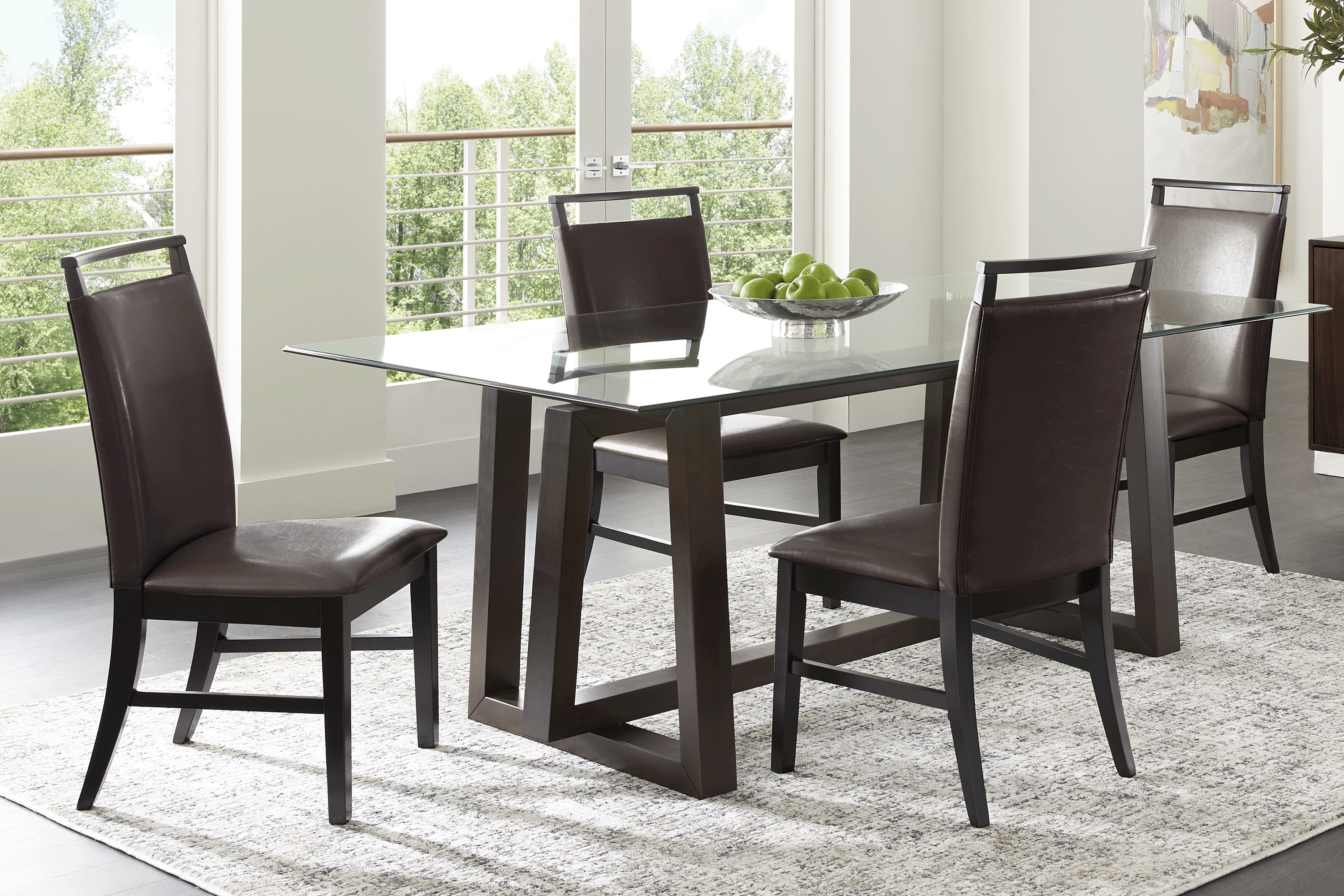 Fanmoore Espresso 5 Pc Dining Set with Brown Chairs - Thumbnail - Image 1