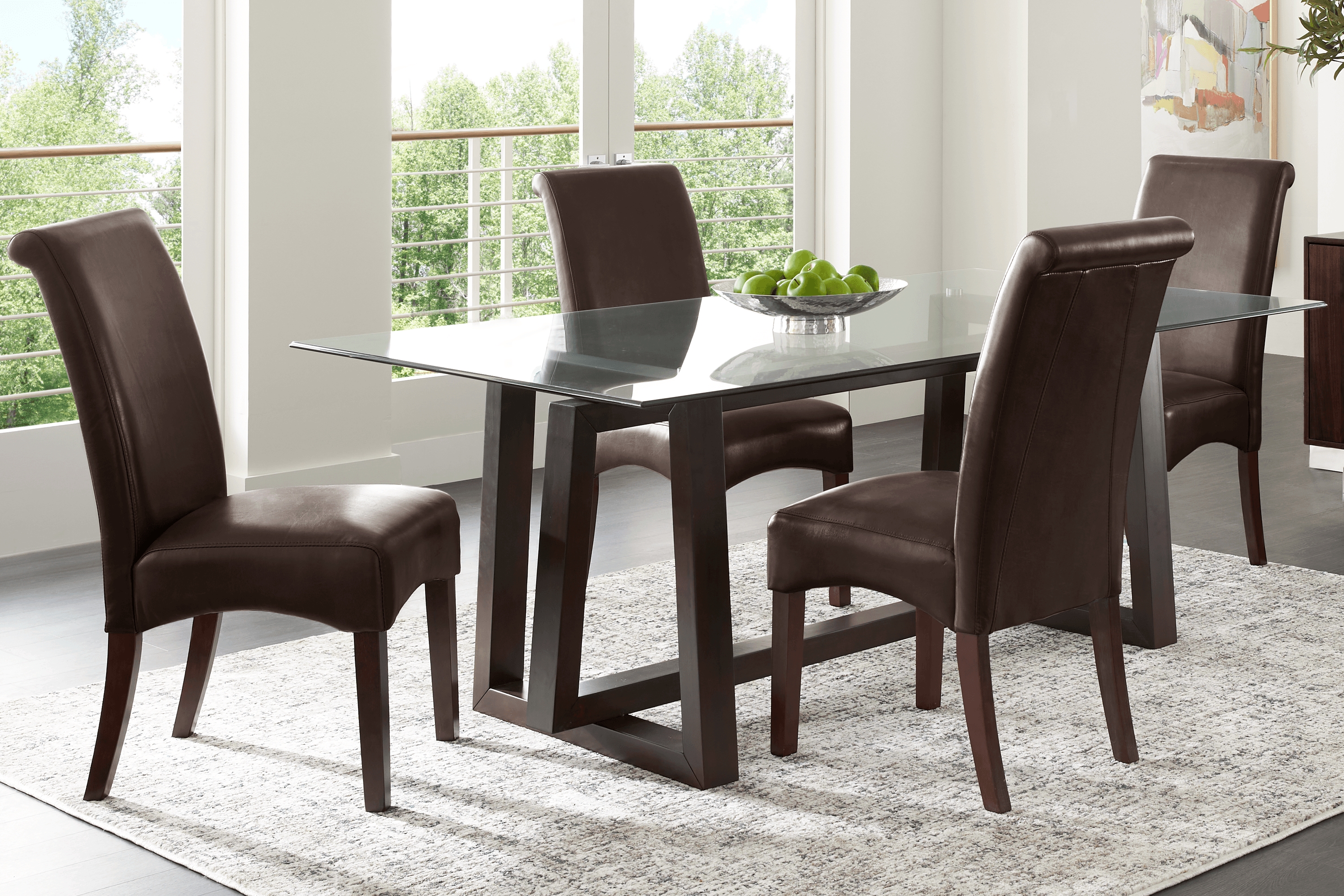 Fanmoore Espresso 5 Pc Dining Set with Brown Chairs - Thumbnail - Image 1