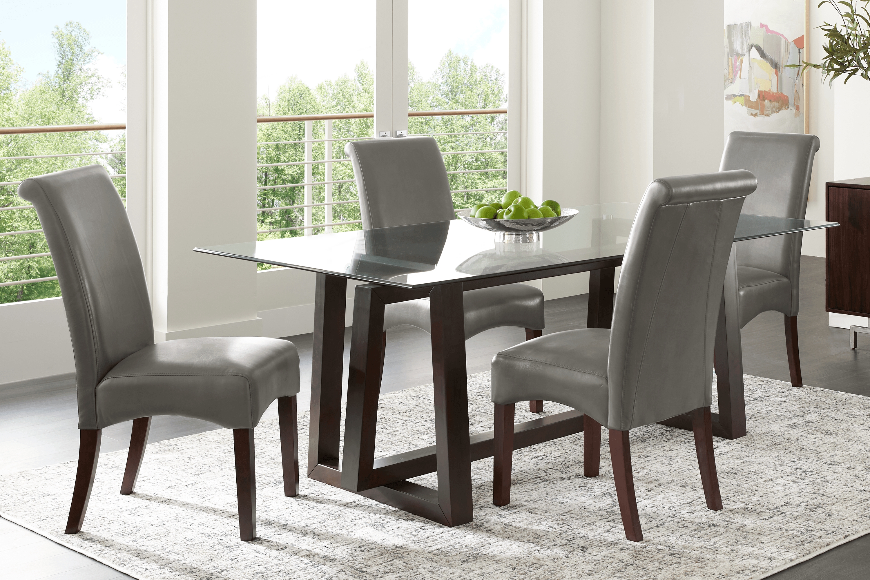 Fanmoore Espresso 5 Pc Dining Set with Charcoal Chairs - Thumbnail - Image 1