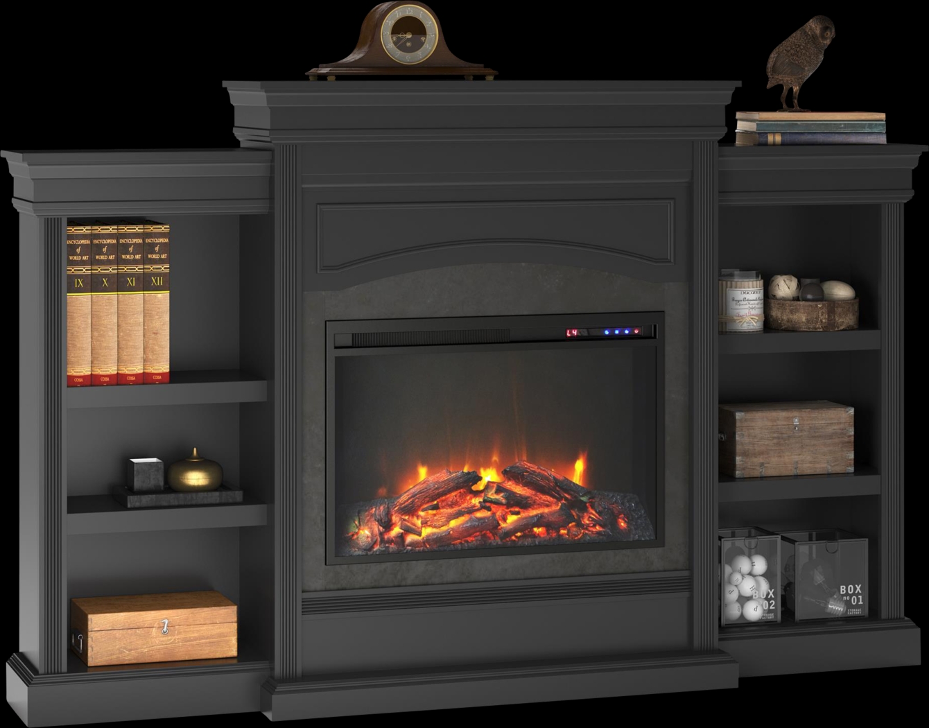 Fannelle Black Electric Fireplace - Thumbnail - Image 3