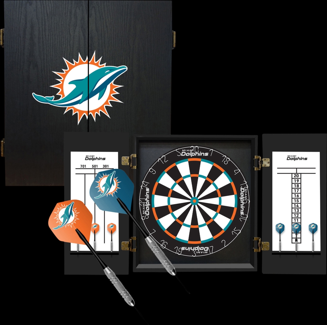 Miami Dolphins Black Dartboard Set - Thumbnail - Image 1