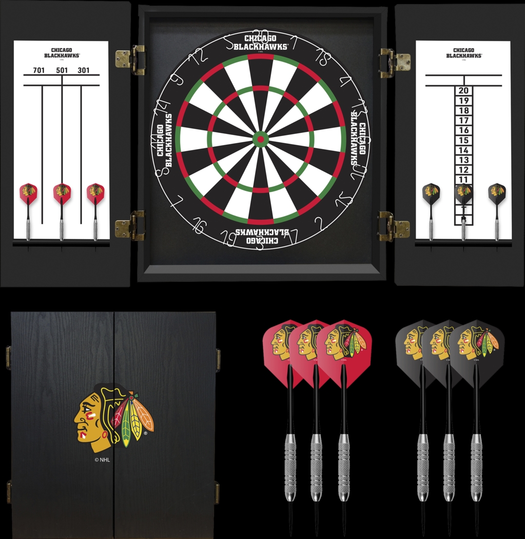 Chicago Blackhawks Black Dartboard Set - Thumbnail - Image 1