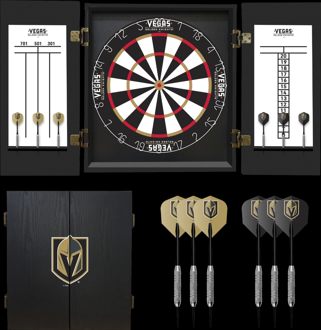 Golden Knights Black Dartboard Set - Thumbnail - Image 1