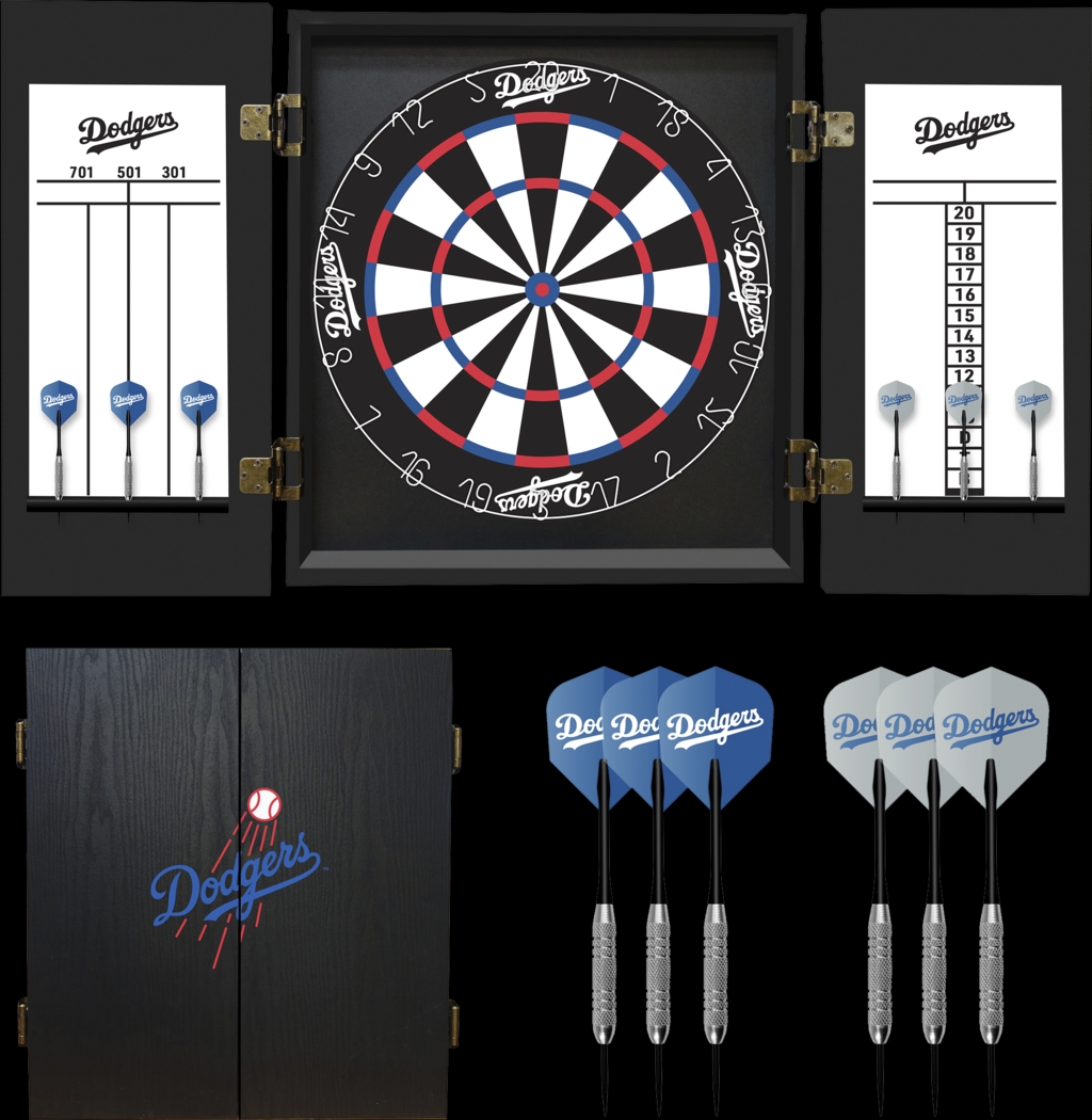 Los Angeles Dodgers Black Dartboard Set - Thumbnail - Image 1