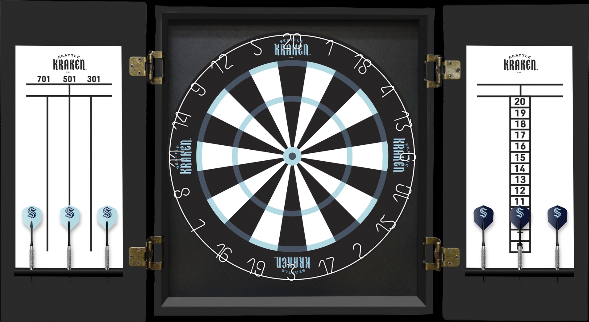 Fan's Choice Seattle Kraken Black Dartboard Set - Thumbnail - Image 4