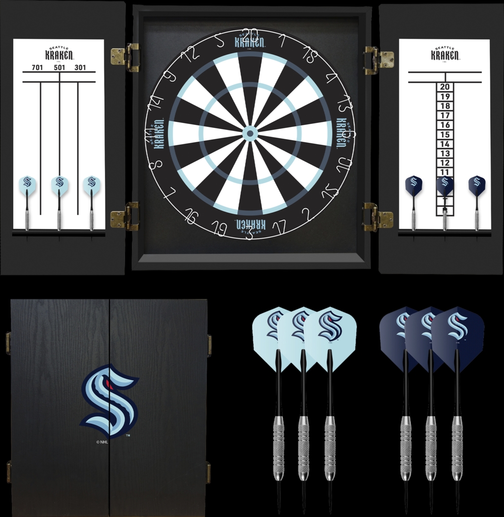 Fan's Choice Seattle Kraken Black Dartboard Set - Thumbnail - Image 1