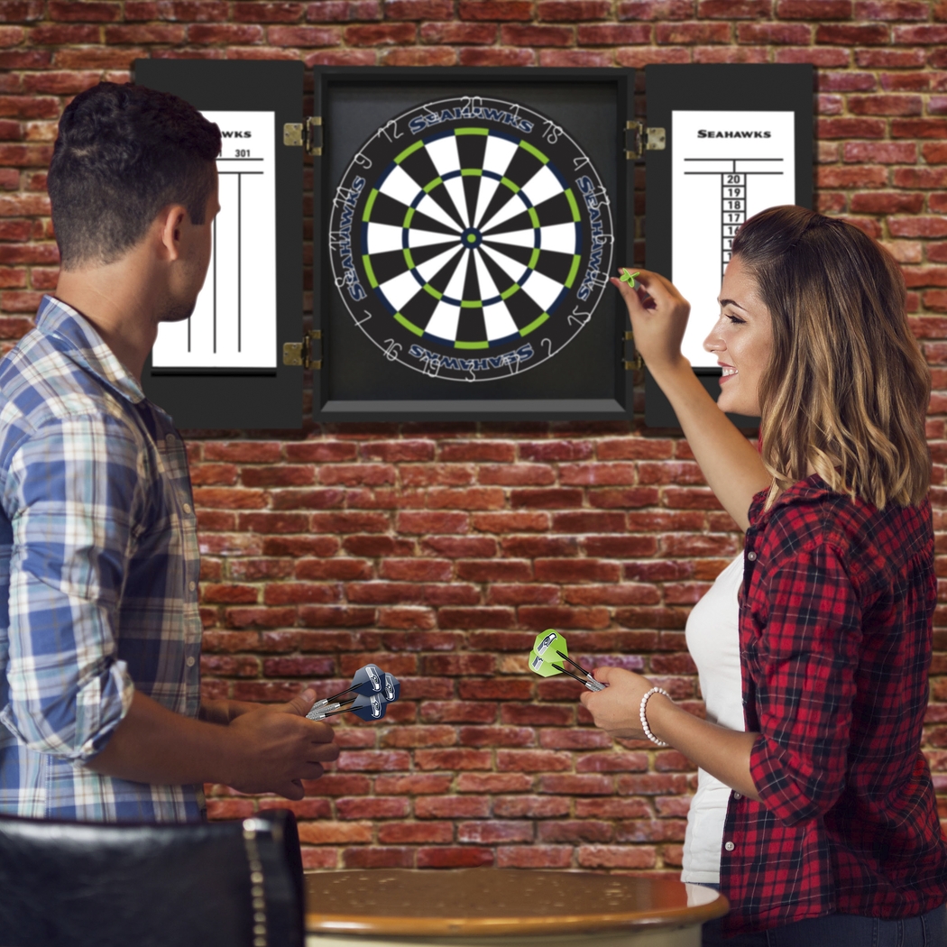 Seattle Seahawks Black Dartboard Set - Thumbnail - Image 2