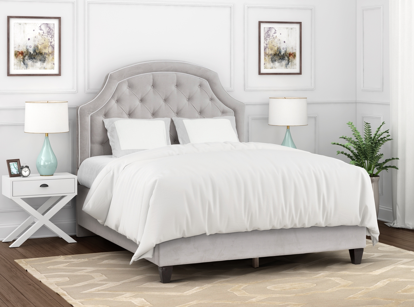 Farhills Gray Queen Upholstered Headboard - Thumbnail - Image 5