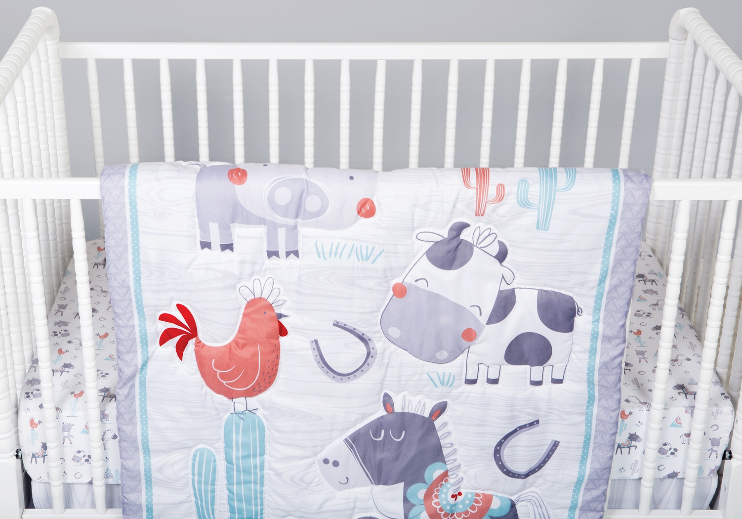 Farm Games White 4 Pc Baby Bedding Set - Thumbnail - Image 9