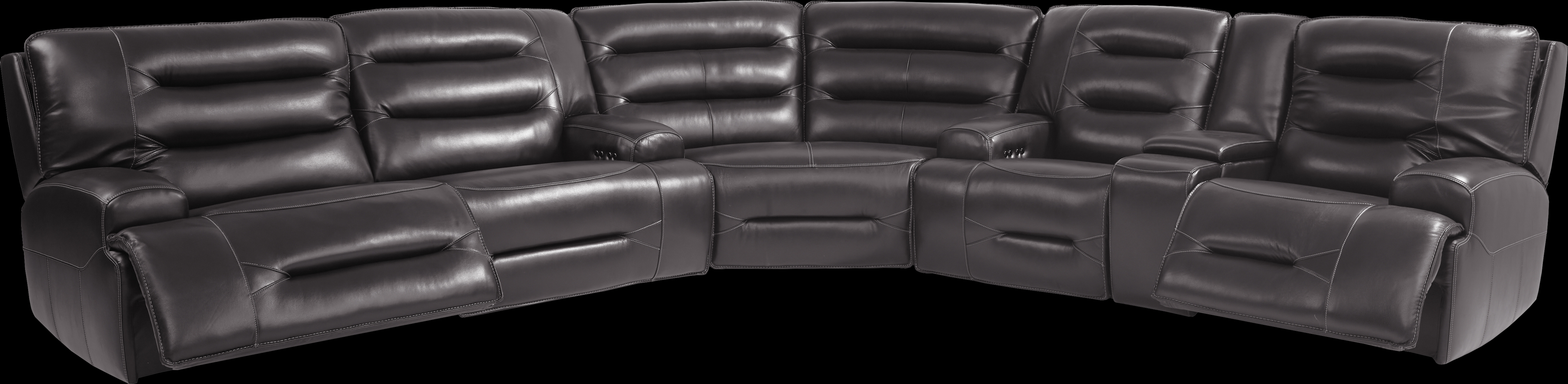 Farona Black Cherry Leather 6 Pc Dual Power Reclining Sectional Living Room - Thumbnail - Image 3