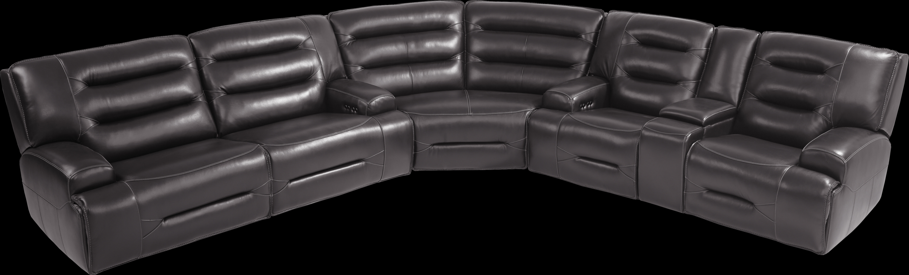 Farona Black Cherry Leather 6 Pc Dual Power Reclining Sectional Living Room - Thumbnail - Image 4