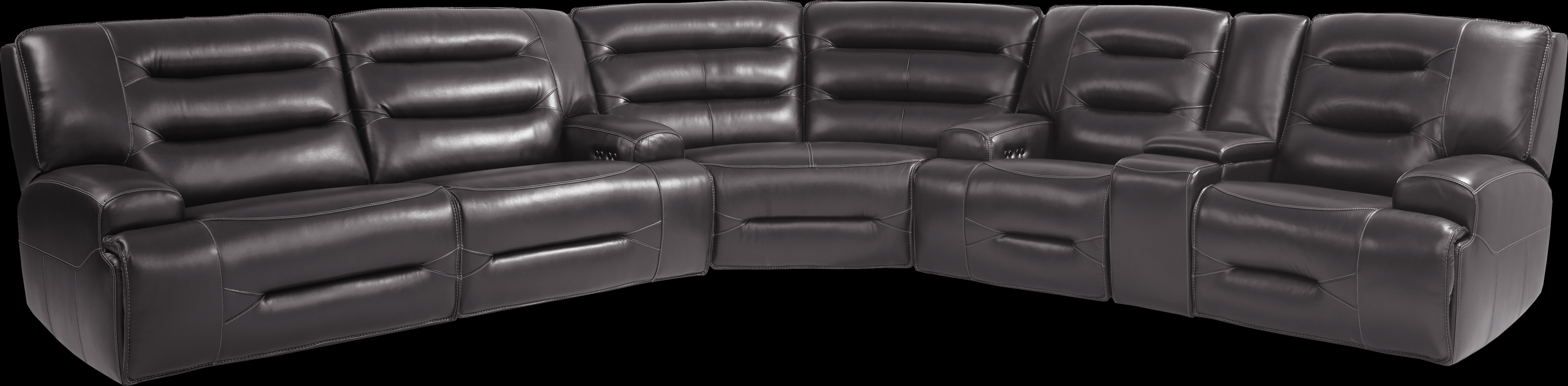 Farona Black Cherry Leather 6 Pc Dual Power Reclining Sectional Living Room - Thumbnail - Image 2