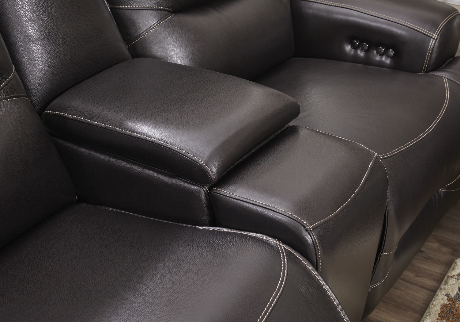 Farona Black Cherry Leather 5 Pc Dual Power Reclining Living Room - Thumbnail - Image 10