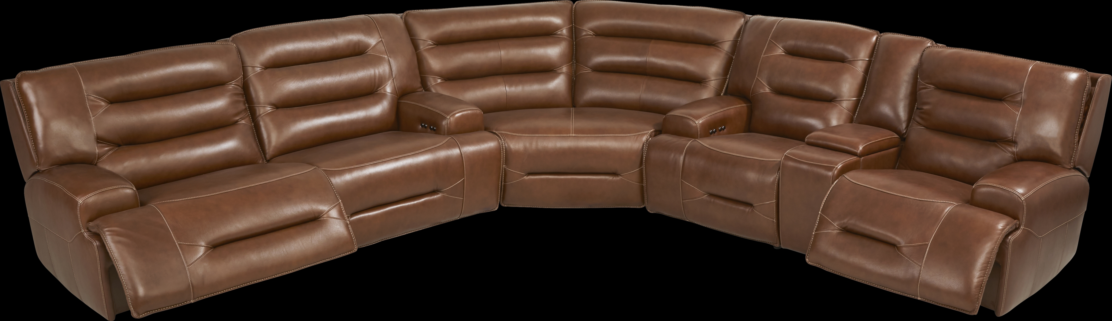 Farona Caramel Leather 3 Pc Dual Power Reclining Sectional - Thumbnail - Image 3