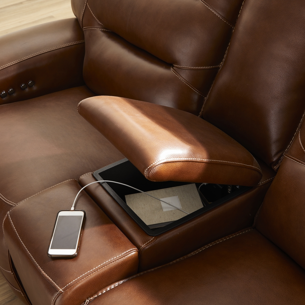 Farona Caramel Leather 6 Pc Dual Power Reclining Sectional Living Room - Thumbnail - Image 7