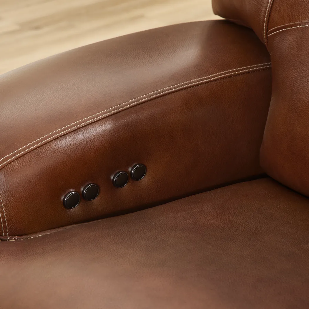 Farona Caramel Leather Dual Power Recliner - Thumbnail - Image 4
