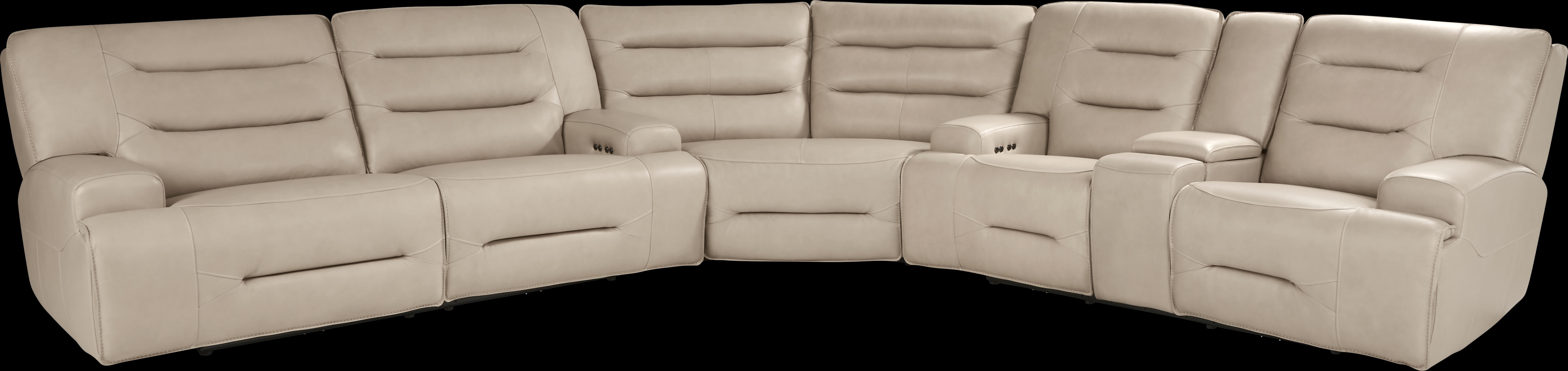 Farona Ivory Leather 6 Pc Dual Power Reclining Sectional Living Room - Thumbnail - Image 2