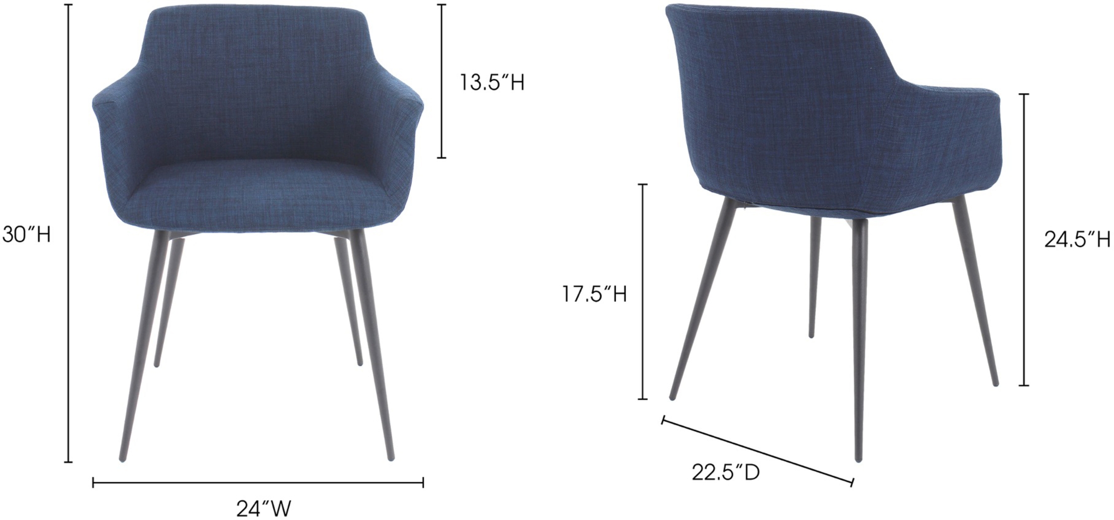 Farren Blue Arm Chair, Set of 2 - Thumbnail - Image 9
