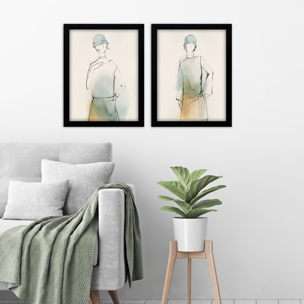 Fashion Meets Girl Beige Artwork, Set of 2 - Thumbnail - Image 2