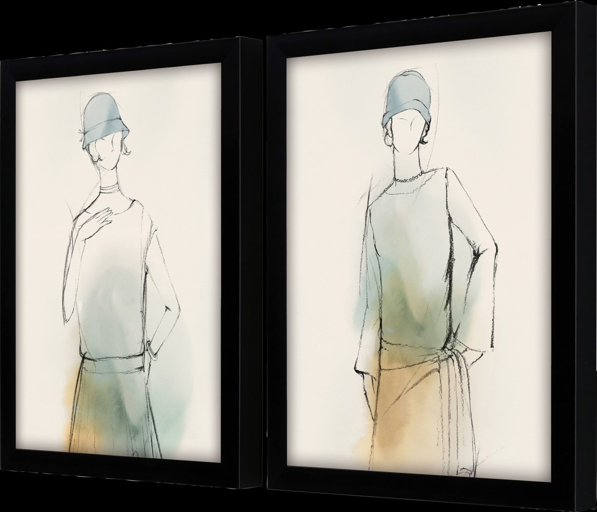 Fashion Meets Girl Beige Artwork, Set of 2 - Thumbnail - Image 3