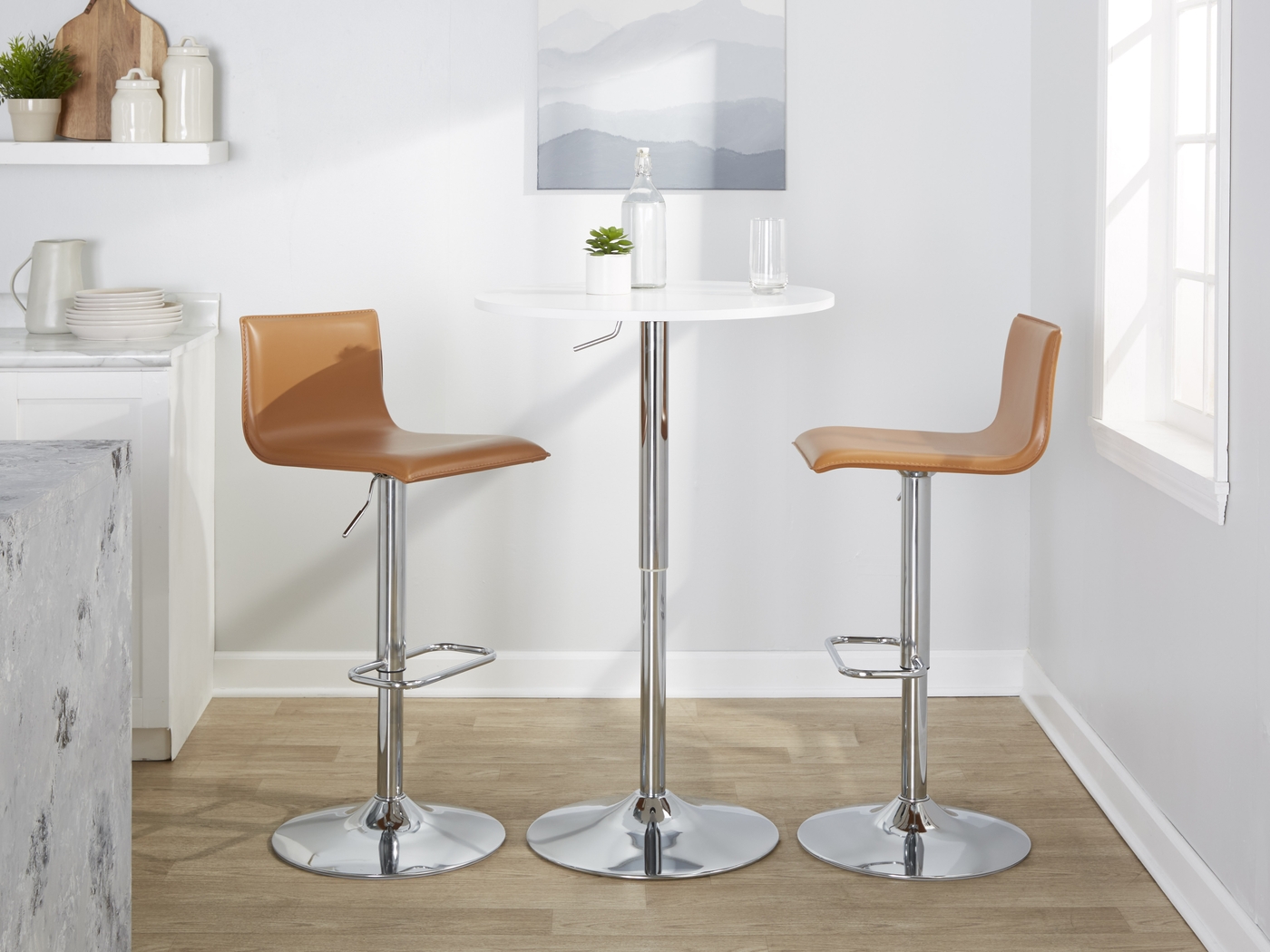 Fassitt III Camel Adjustable Swivel Barstool, Set of 2 - Thumbnail - Image 5