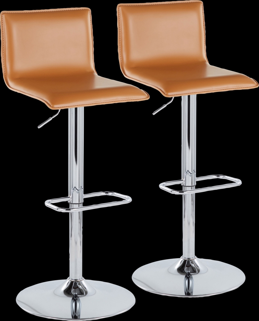 Fassitt III Camel Adjustable Swivel Barstool, Set of 2 - Thumbnail - Image 1