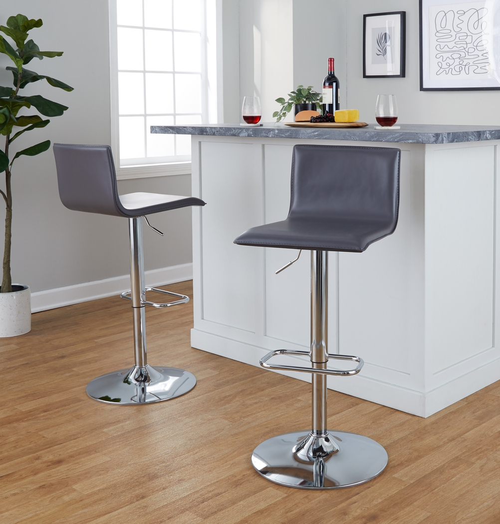 Fassitt III Gray Adjustable Swivel Barstool, Set of 2 - Thumbnail - Image 3