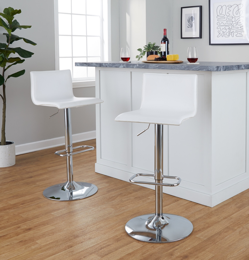 Fassitt III White Adjustable Swivel Barstool, Set of 2 - Thumbnail - Image 2