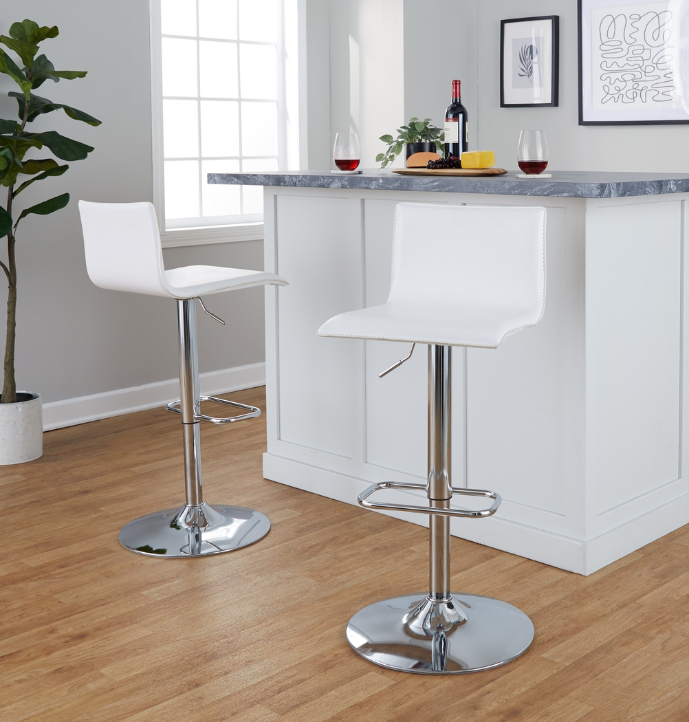 Fassitt III White Adjustable Swivel Barstool, Set of 2 - Thumbnail - Image 3