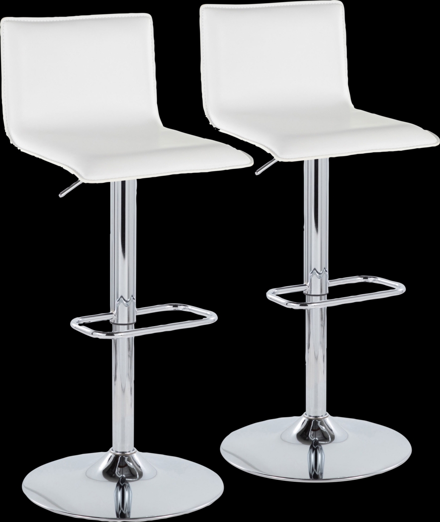 Fassitt III White Adjustable Swivel Barstool, Set of 2 - Thumbnail - Image 1