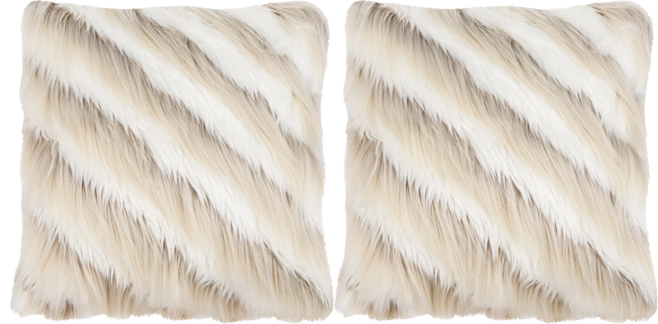 Faux Fur Ivory Accent Pillow (Set of 2) - Thumbnail - Image 1