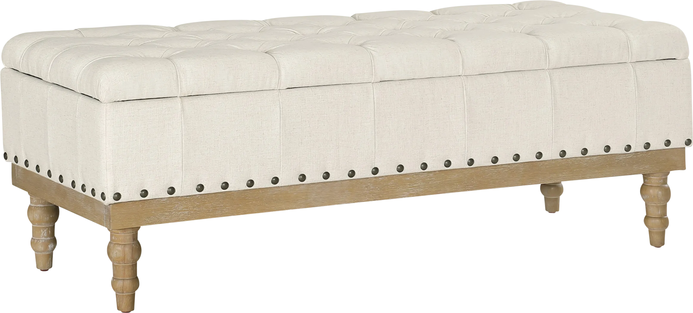 Fauz Beige Storage Bench - Thumbnail - Image 1