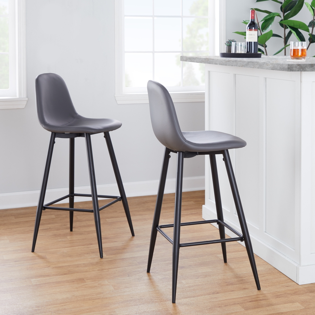 Faye Lane I Gray Barstool, Set of 2 - Thumbnail - Image 2