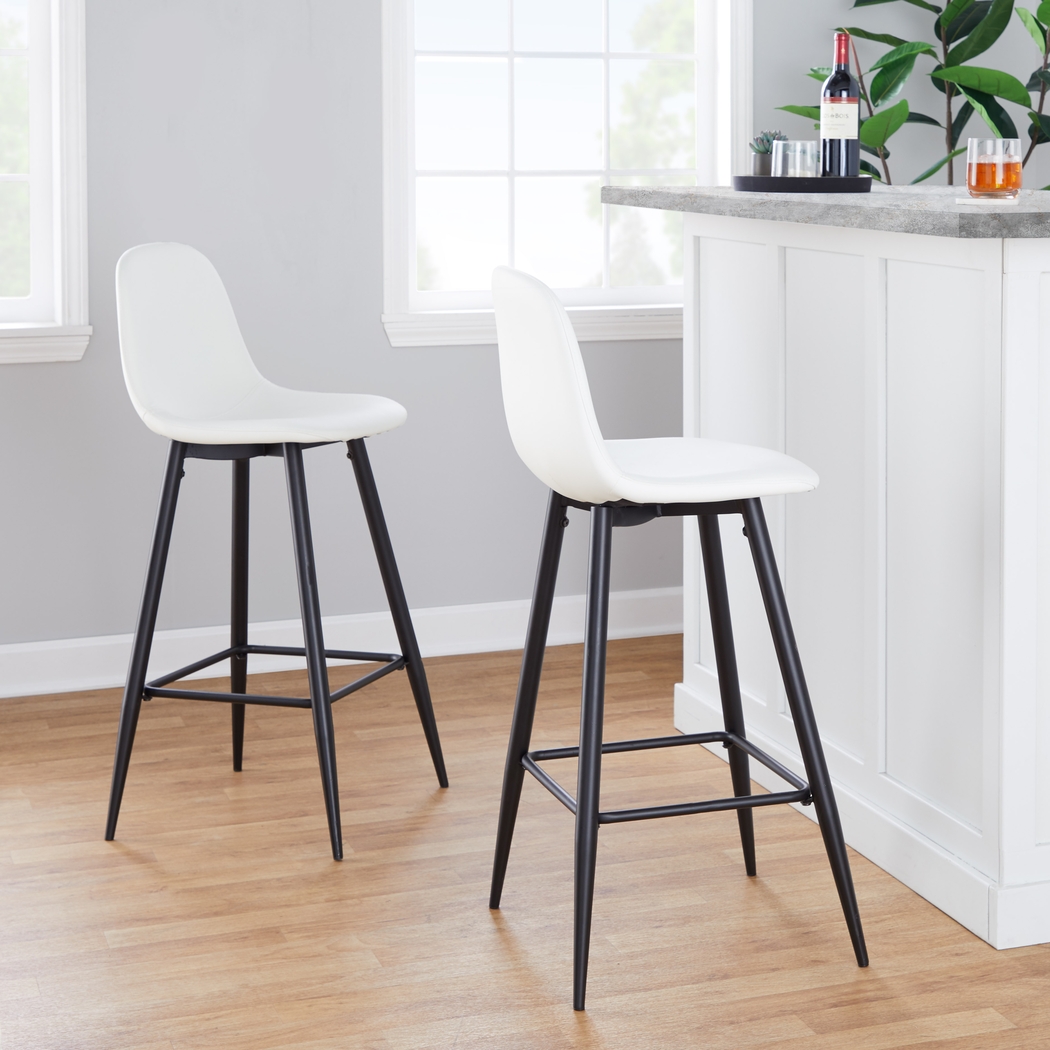 Faye Lane I White Barstool, Set of 2 - Thumbnail - Image 2