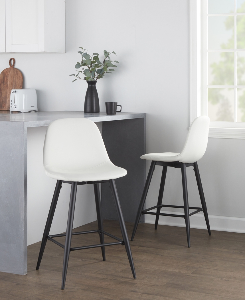 Faye Lane I White Counter Height Stool, Set of 2 - Thumbnail - Image 3