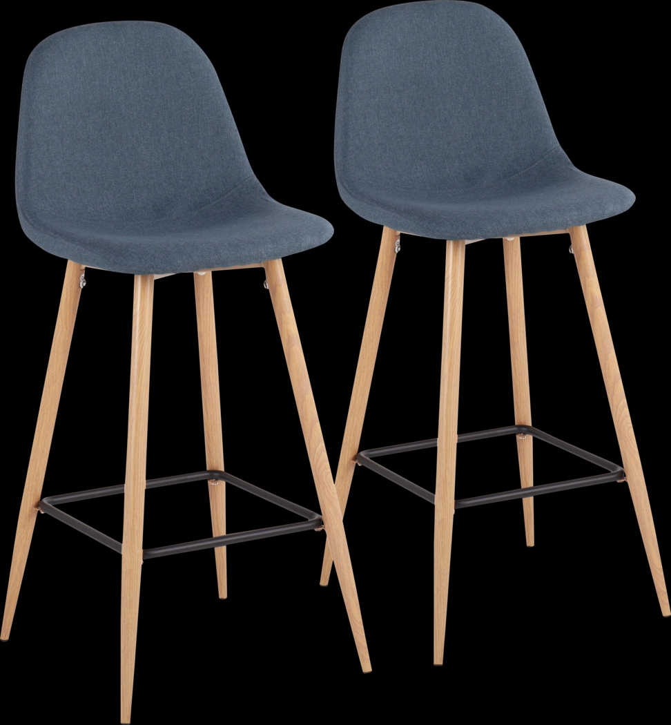 Faye Lane II Blue Barstools, Set of 2 - Thumbnail - Image 1