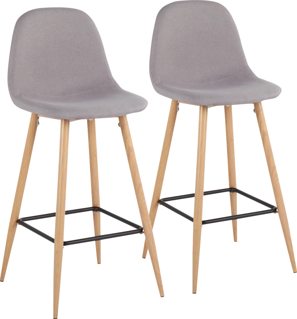 Faye Lane II Light Gray Barstool, Set of 2 - Thumbnail - Image 1