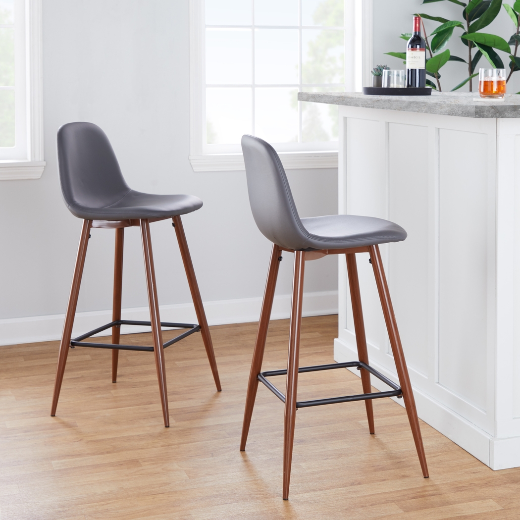 Faye Lane III Gray Barstool, Set of 2 - Thumbnail - Image 2