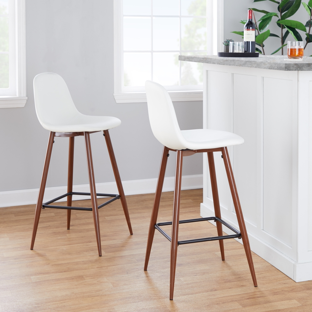 Faye Lane III White Barstool, Set of 2 - Thumbnail - Image 2