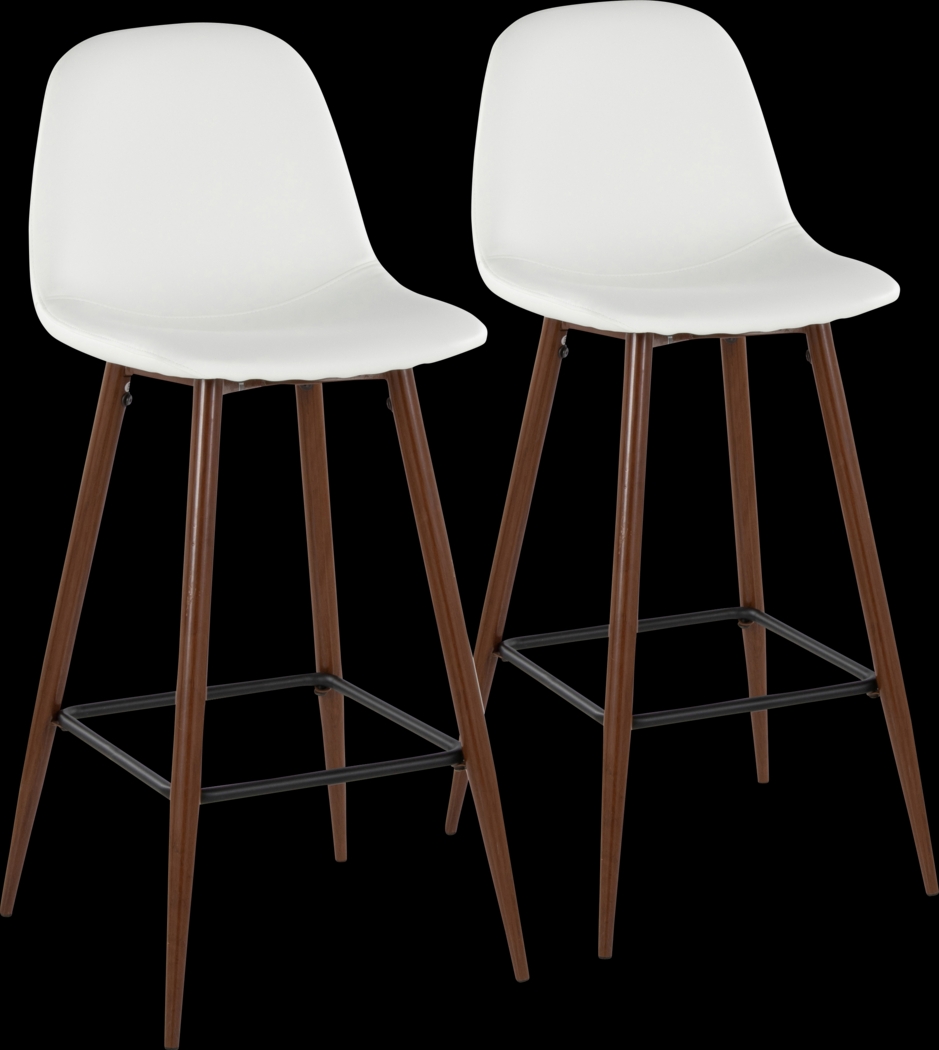 Faye Lane III White Barstool, Set of 2 - Thumbnail - Image 1