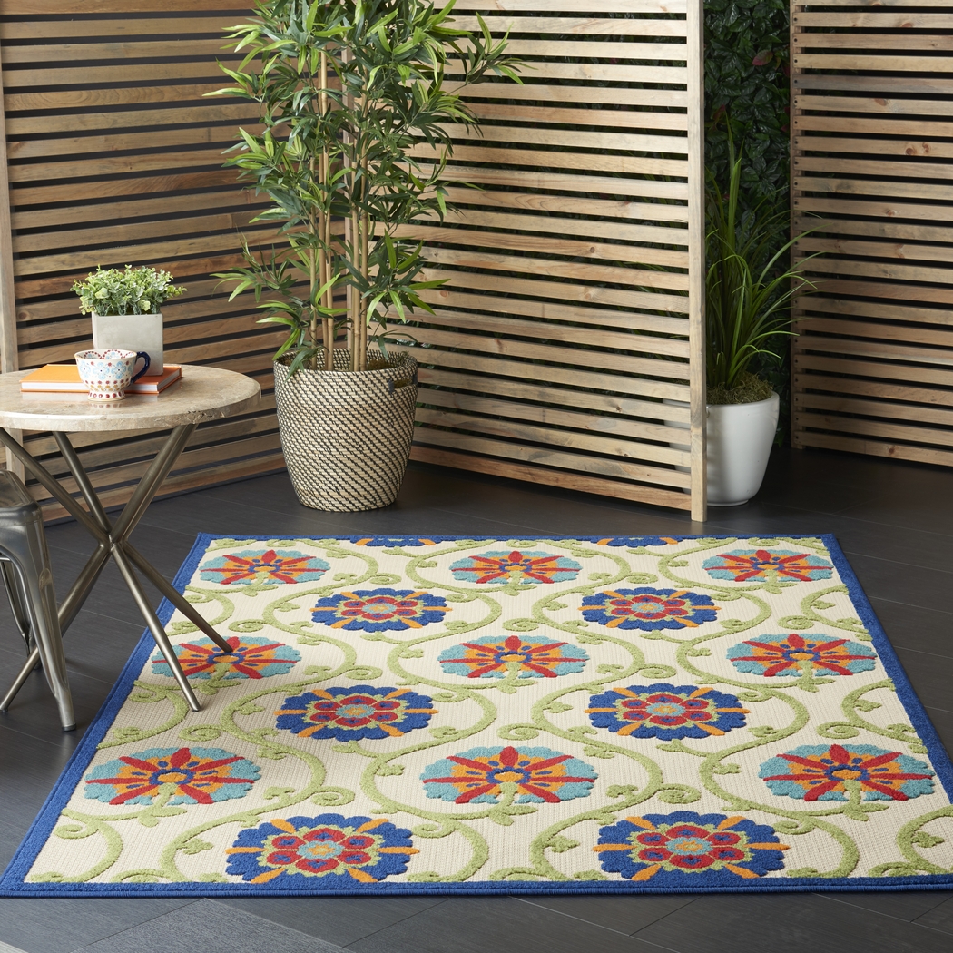 Faylen Blue 5'3 x 7'5 Indoor/Outdoor Rug - Thumbnail - Image 2