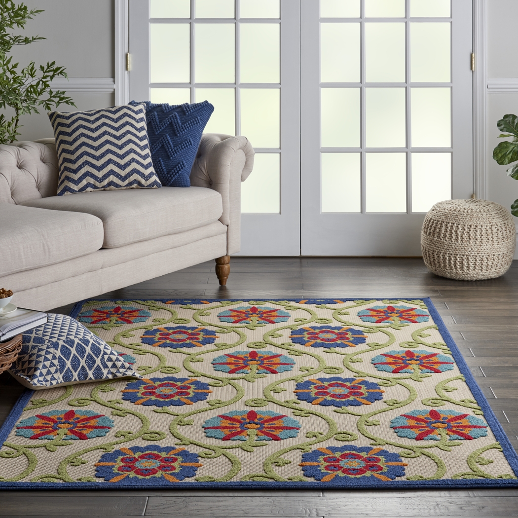 Faylen Blue 5'3 x 7'5 Indoor/Outdoor Rug - Thumbnail - Image 3