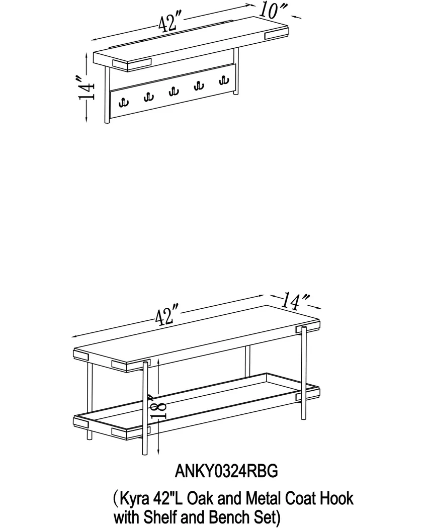 Felbridge Brown Coat Hook & Bench, Set of 2 - Thumbnail - Image 13
